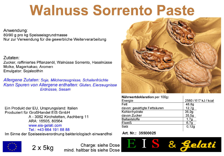 Eis & Gelati Walnuss Sorrento Paste zur Herstellung von Speiseeis mit dem Geschmack von Walnuss. Walnuss Sorrento Eis