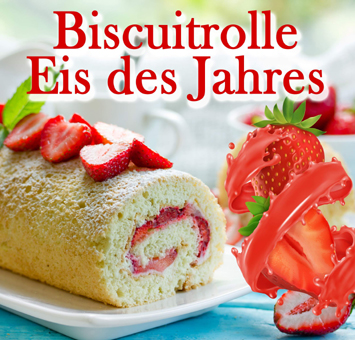 Eis & Gelati. Biscuitrolle Zusammenstellung im Kit. Biscotti, Erdbeer Variegato und Biskuitstückchen