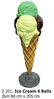 Eiswerbung, bunte Werbeeistüte Außenwerbung 4 Eiskugeln Eiswerbung, bunte Werbeeistüte Außenwerbung 4 Eiskugeln