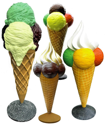 Eiswerbung Werbeeistüten, Außenwerbung bunte Eistüten, 3D Eistüten Eistüten mit Sockel Eiswerbung Werbeeistüten, Außenwerbung bunte Eistüten, 3D Eistüten Eistüten mit Sockel