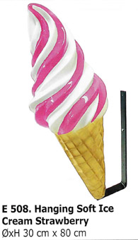 Eiswerbung Softeistüte, Hängeeistüte Werbeeistüte, Außenwerbung, Erdbeereis Eiswerbung Softeistüte, Hängeeistüte Werbeeistüte, Außenwerbung, Erdbeereis