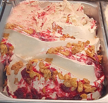 Eisidee Erdnusseis mit Variation Cranberry und Erdnussflocken Eisidee Erdnusseis mit Variation Cranberry und Erdnussflocken